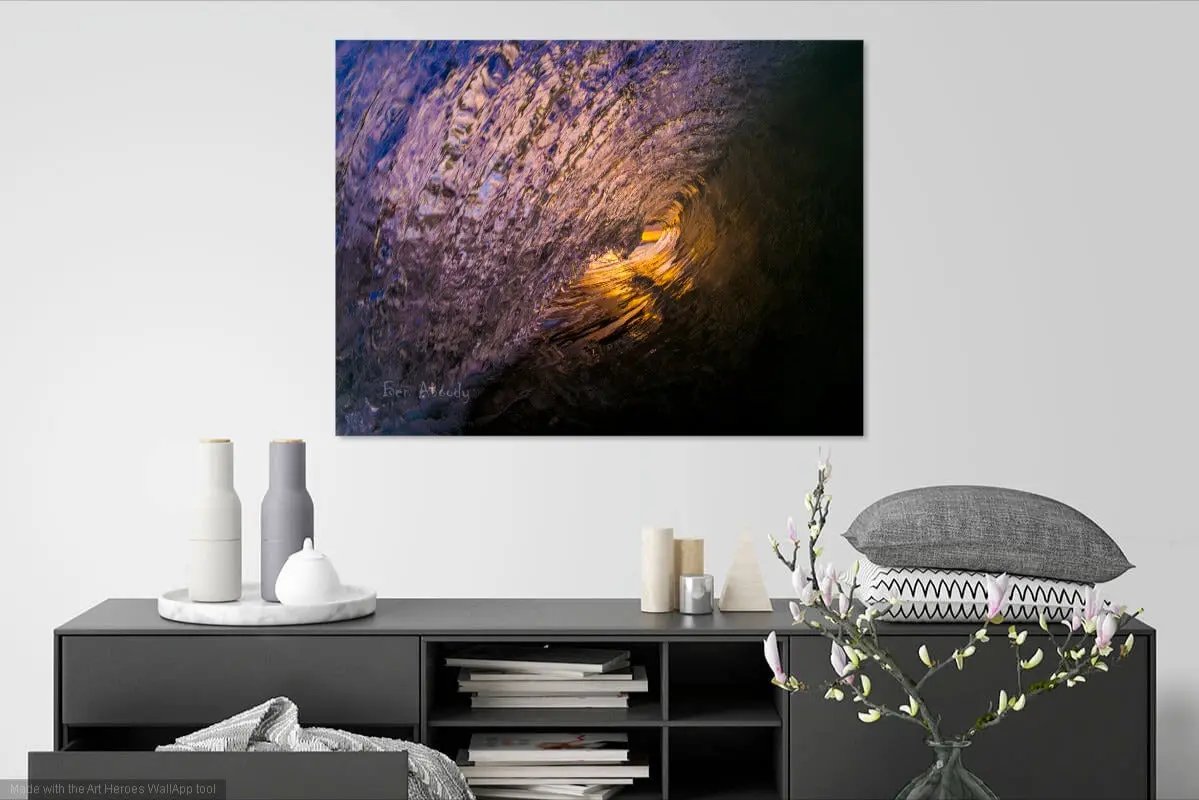 Byron Bay Barrels wall art over home storage area