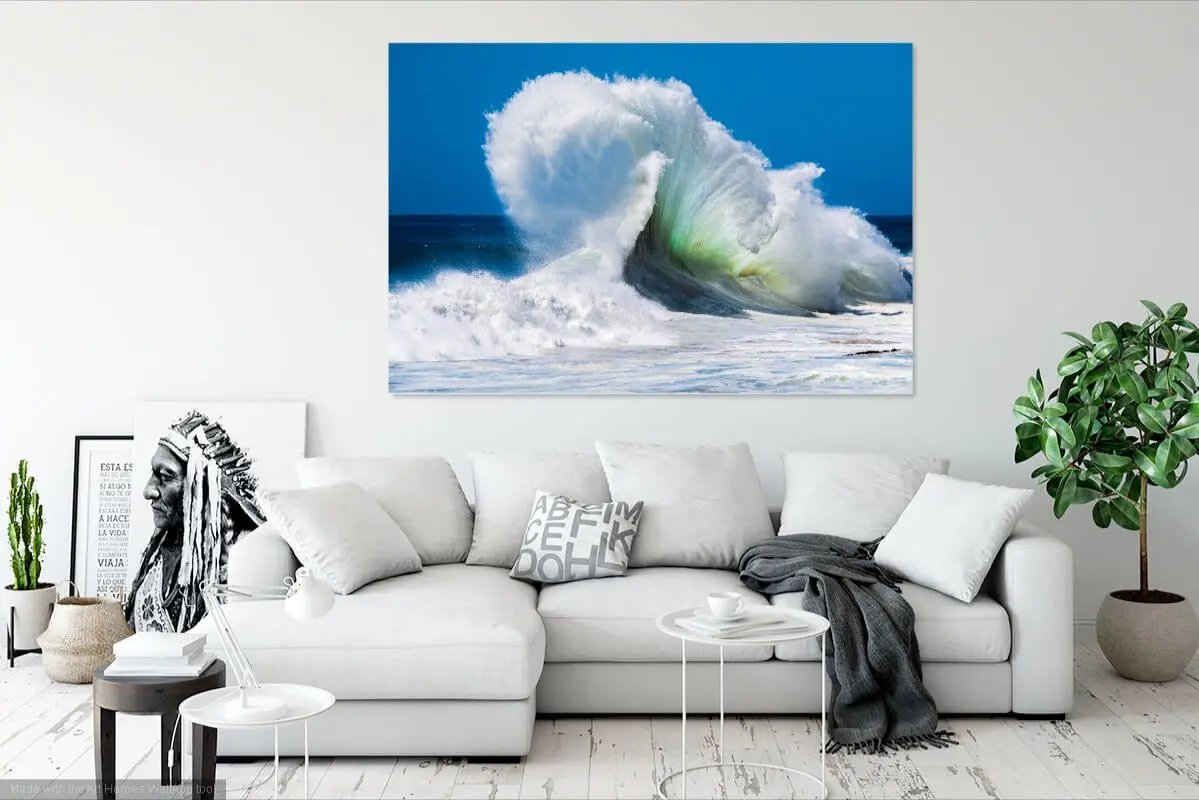Energy Rising wall art in stylish black and white lounge area