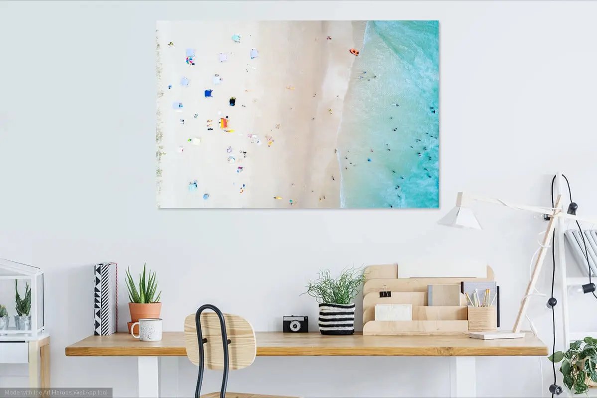 Lennox Head Surf Club wall art set in a casual office space