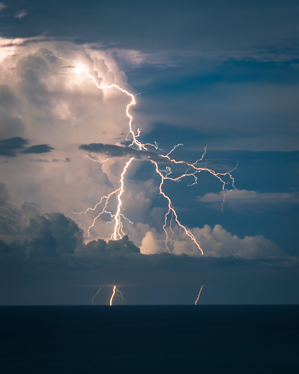 Lightning over ocean