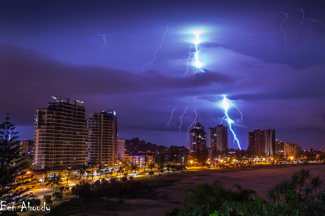 Lightning Strike Greenmount Beach - Ben Aboody Photography