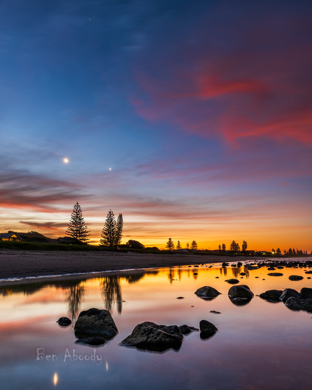 Sunset reflection Lennox Head Boat Channel
